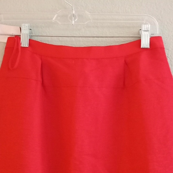Peter Som Classic Cherry Red Skirt with Sheer Feminine Flutter Hem - Picture 3 of 6